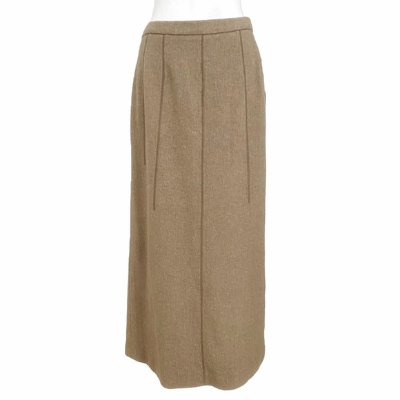 𝅺RHAPSODIE DE WEINBERG BEIGE BROWN WOOL CASHMERE BLEND MAXI SKIRT - 46IT (L) - Picture 2 of 12